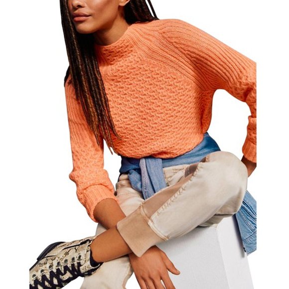 ANTHROPOLOGIE Coral Bia Mock Neck Pullover Wool Blend Tunic Sweater NWT Size S - Picture 3 of 8